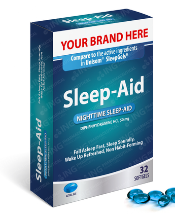 SLEEP AID - Diphenhydramine Hcl USP 50 mg Softgels- Compare to Unisom® SleepGels - OTC Own Brand Private Label