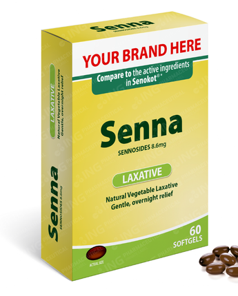 NATURAL LAXATIVE - Sennosides 8.6mg Softgels- Compare to Senokot® - OTC Own Brand Private Label