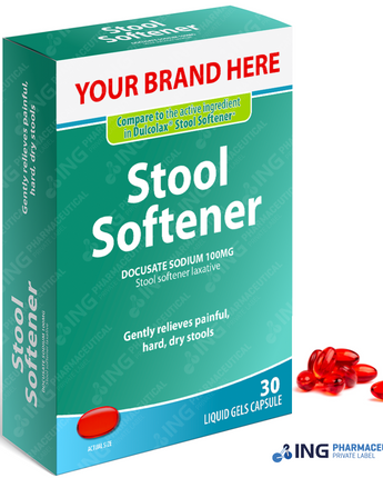 Docusate Sodium 100mg Softgel- Compare to Dulcolax® Stool Softener - OTC Own Brand Private Label